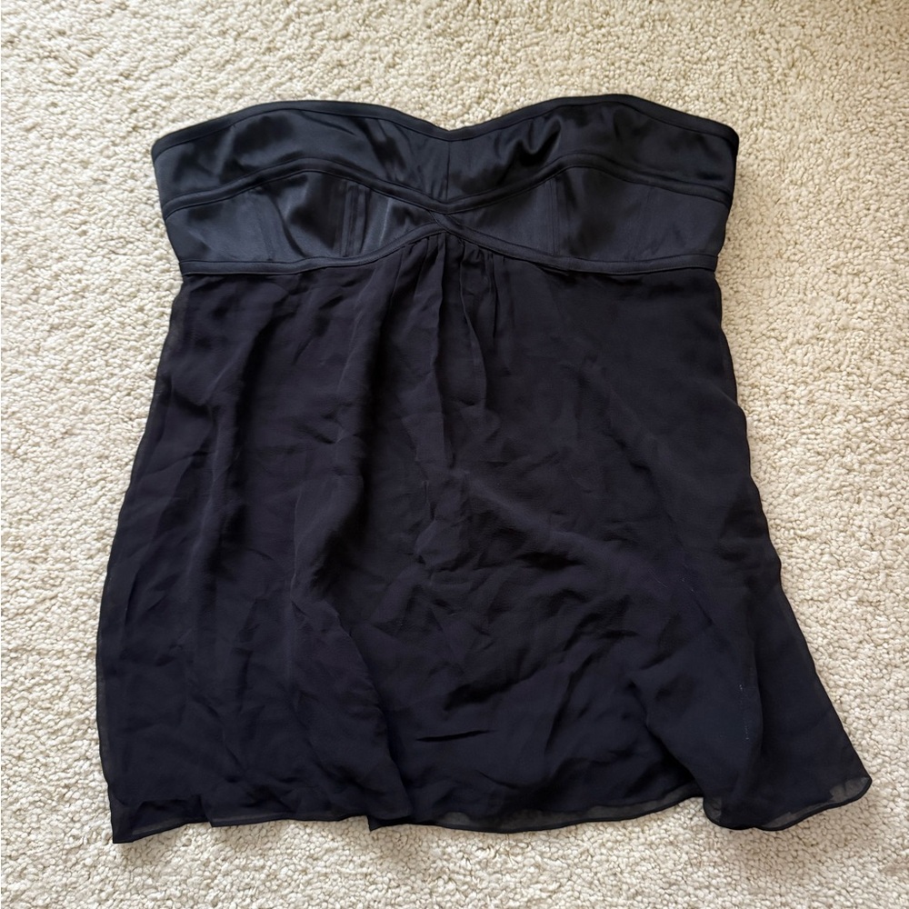 New Flounce Nordstrom silk bustier top tunic tube strapless corset black flow XL